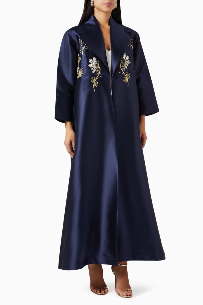 

Floral Embroidered Abaya, Blue