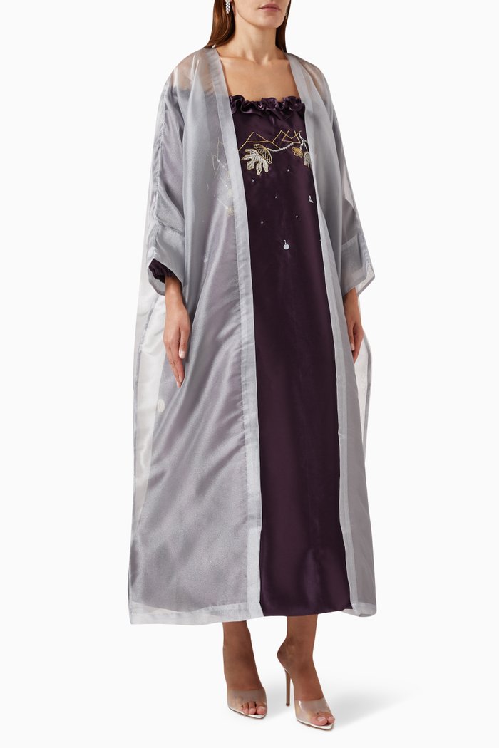 

Embellished Off-shoulder Maxi Dress Set, Purple