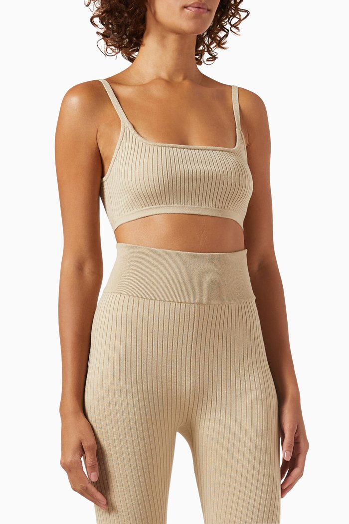 

Dane Bra Top in Cotton-blend Knit, Neutral