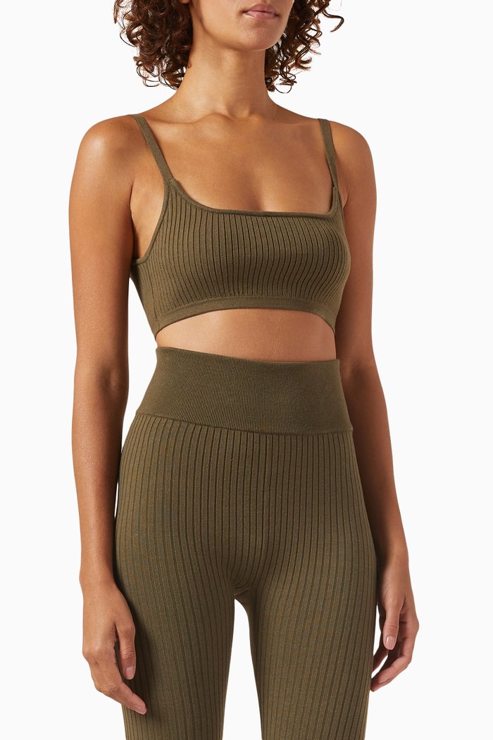 

Dane Bra Top in Cotton-blend Knit, Green