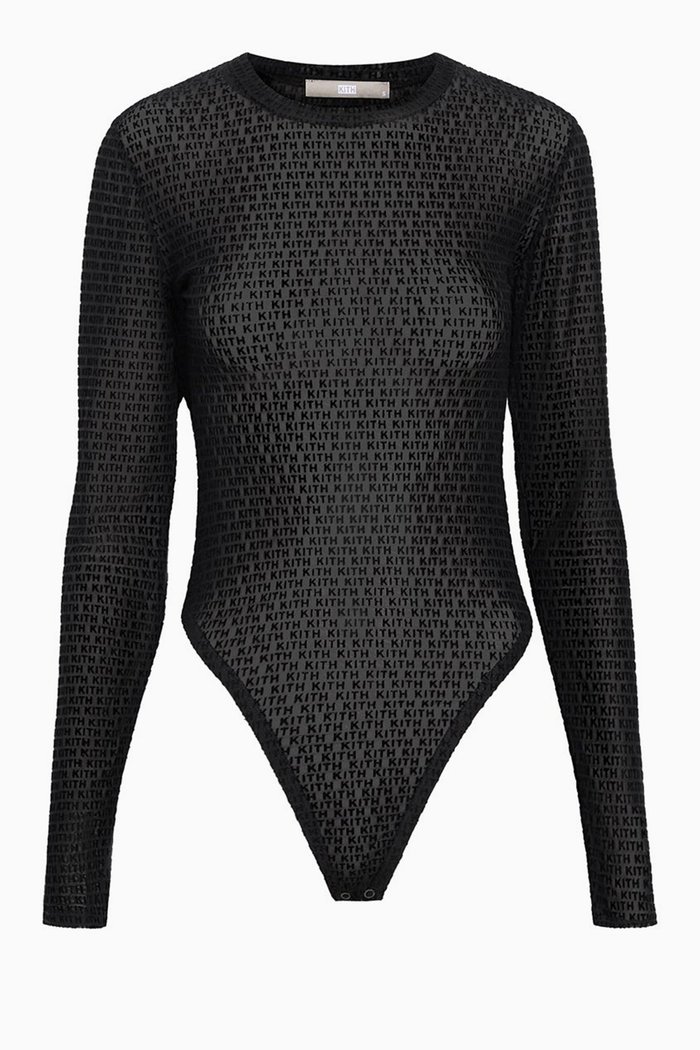 Elyse Bodysuit in Mesh, Black