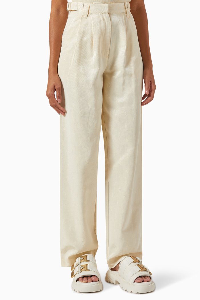 

Aidan Pleated Pants in Cotton-blend, Neutral