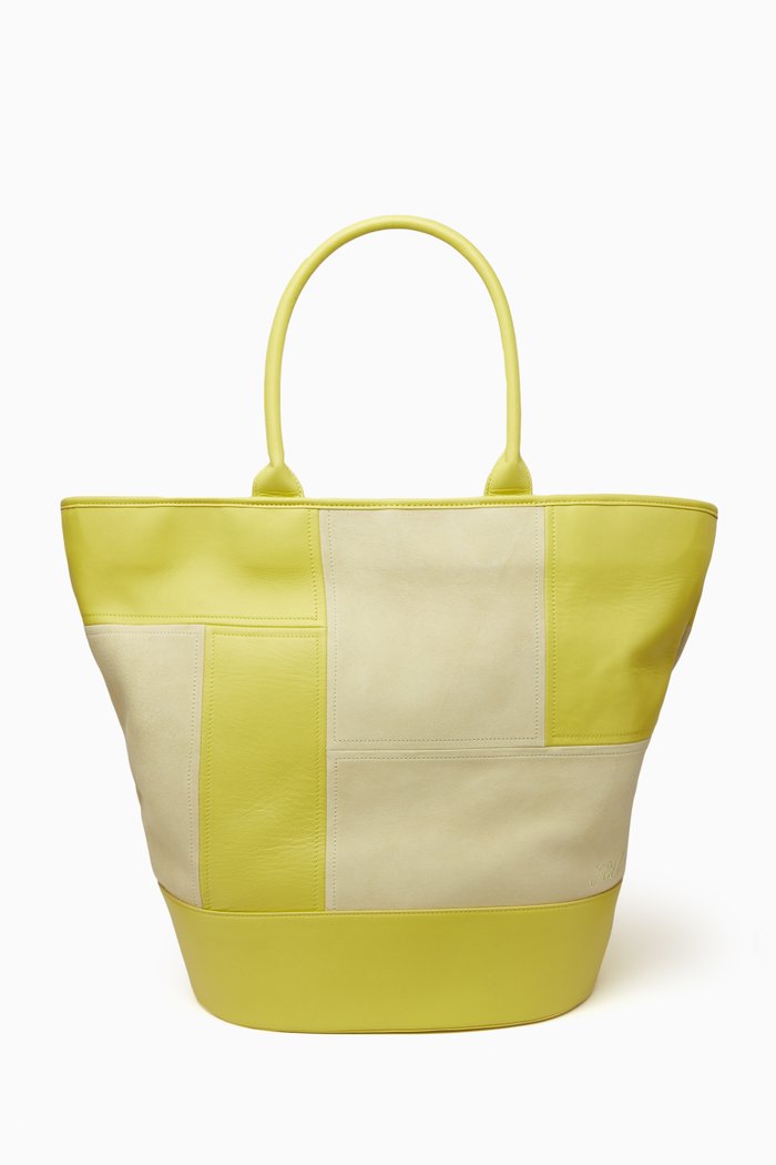 

Haven Patchwork Tote Bag in Leather, Yellow