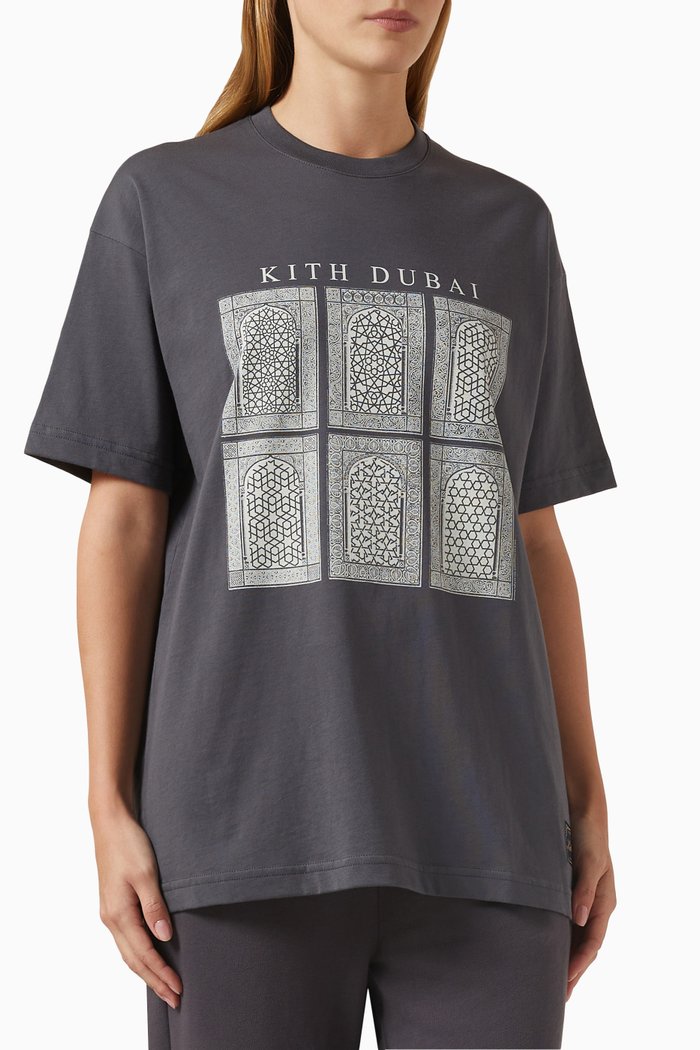 Dubai Arches Logo T-shirt in Cotton, Grey