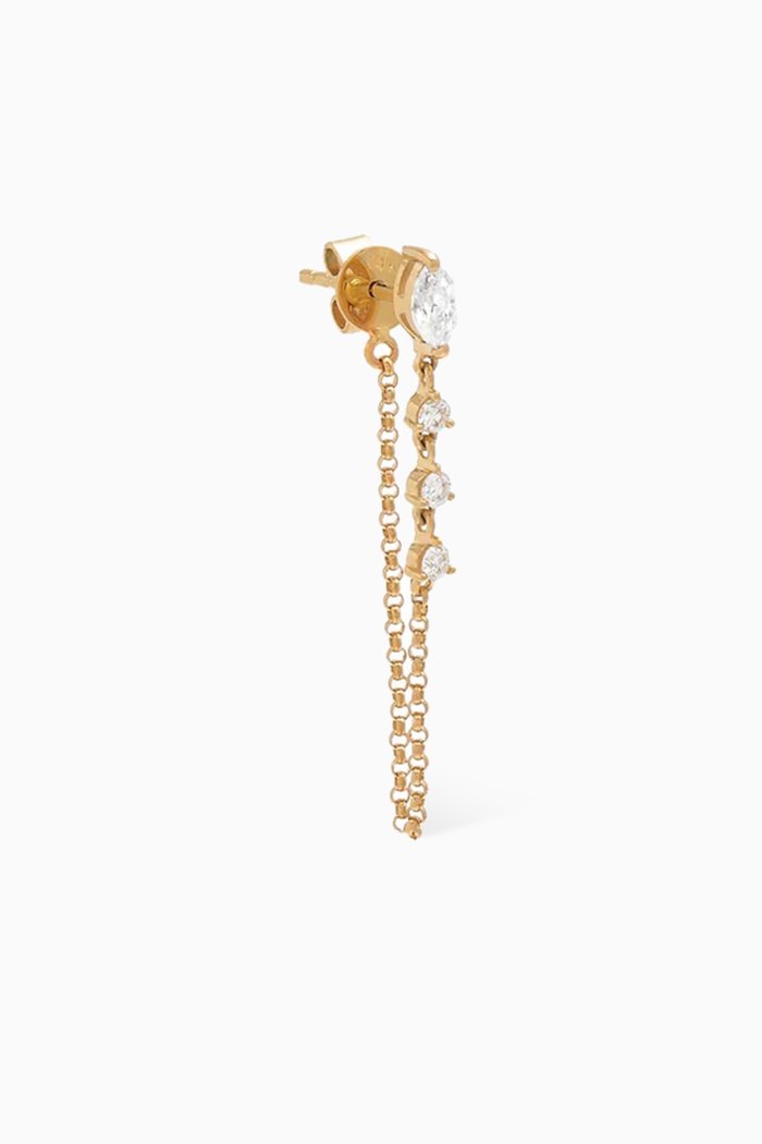 

Diamond Marquise Chain Stud Single Earring in 14kt Gold, Yellow