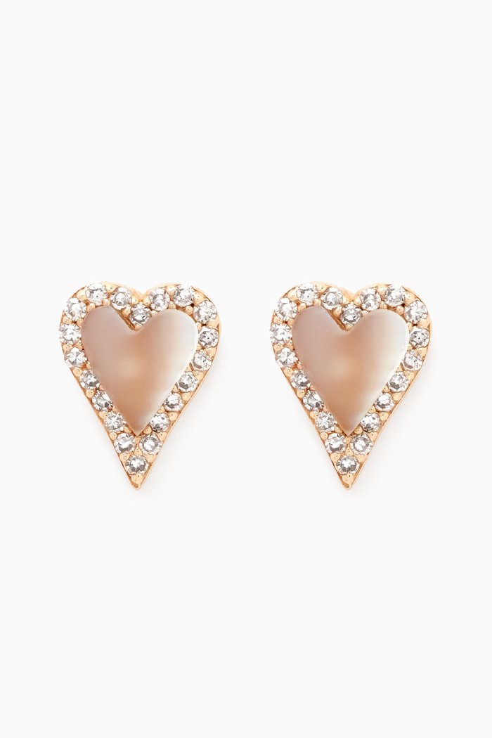 

Mini Diamond Pavé Outline Heart Stud Earrings in 14kt Gold, White