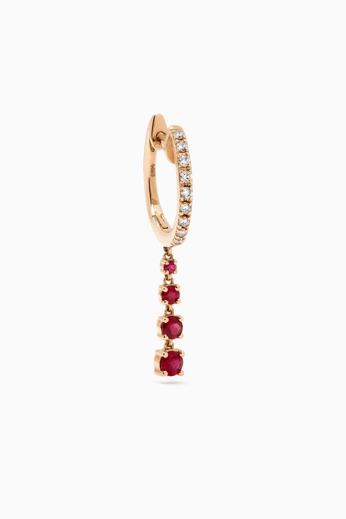 

Diamond Gemstone Dangling Drop Single Huggie Earring in 14kt Gold, Yellow