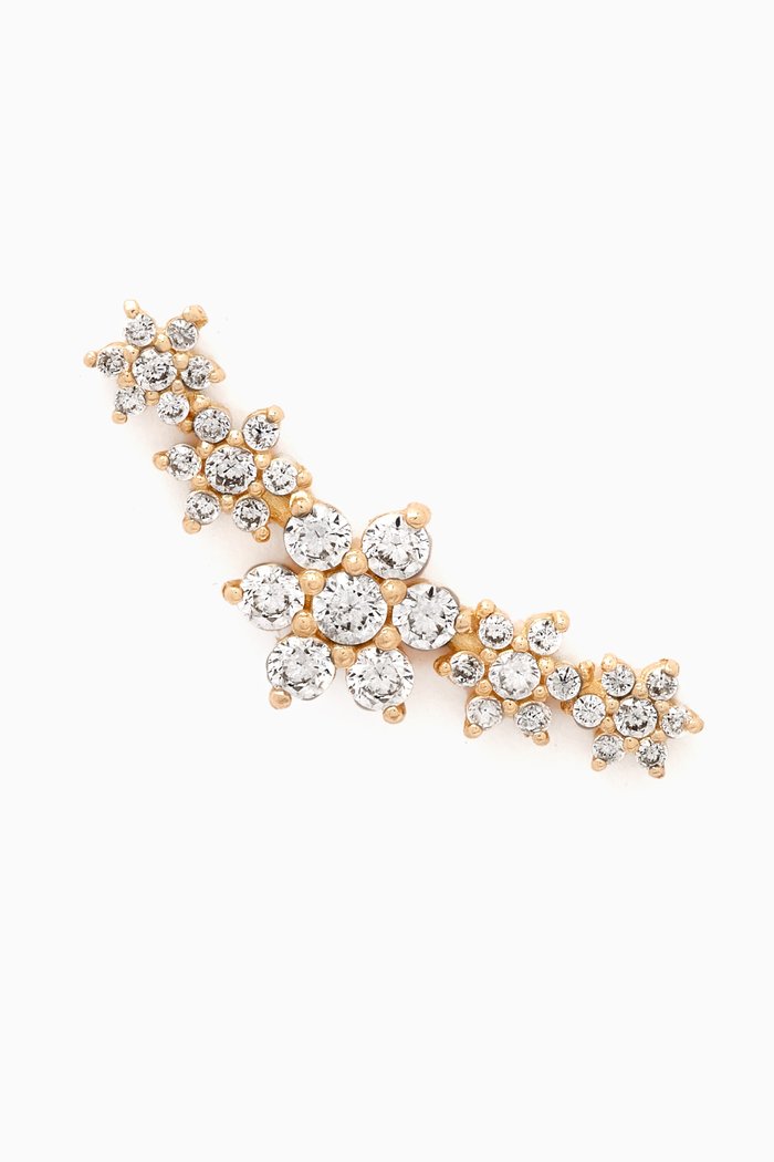 

Graduated Flower Curved Single Stud Earring in 14kt Gold, Yellow