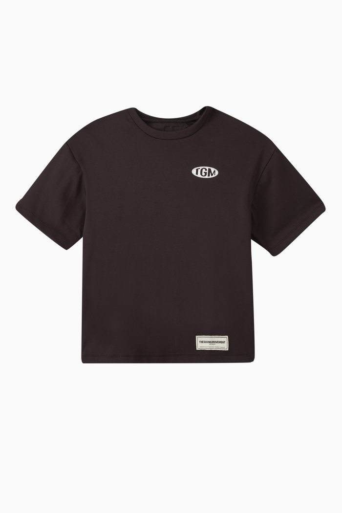 

Oversized Logo T-shirt in Polyester-blend, Black