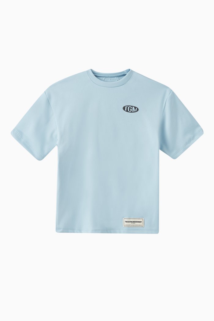 

Oversized Logo T-shirt in Polyester-blend, Blue