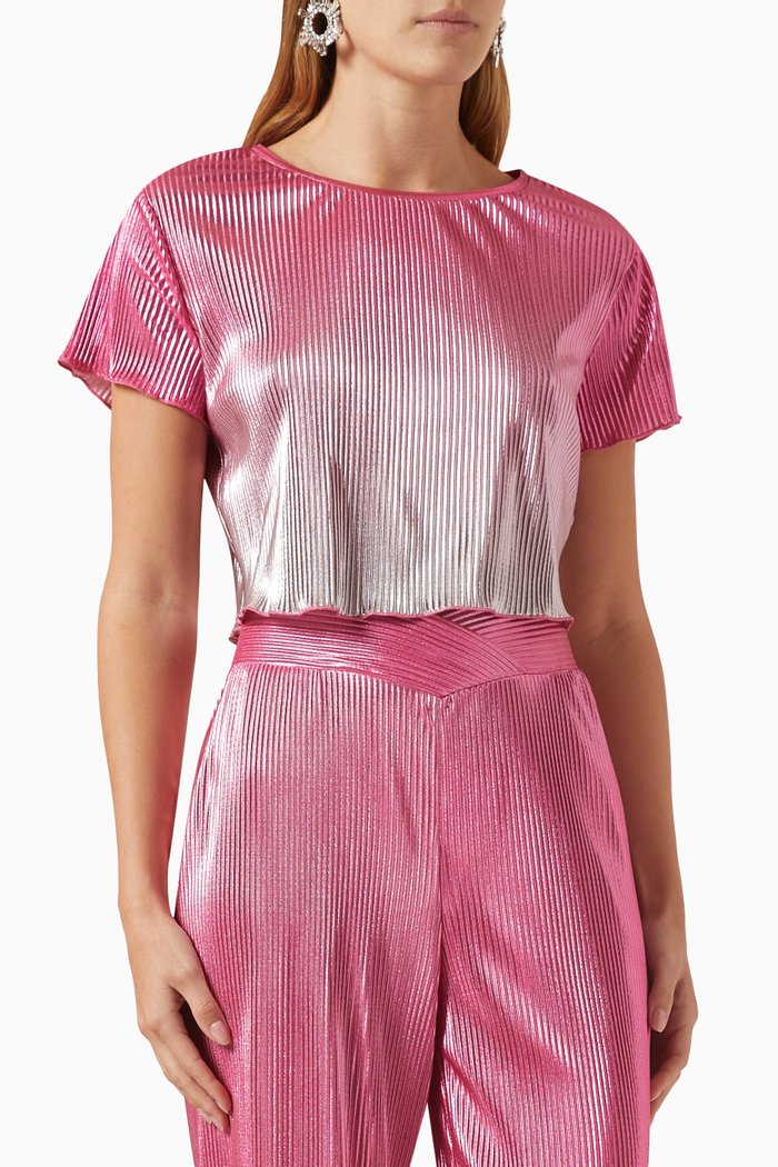 

Crop Top in Gradient Plissé, Pink