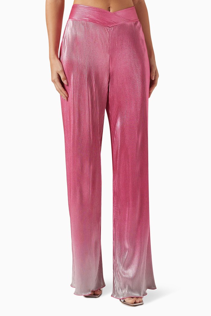 

Straight-leg Pants in Gradient Plissé, Pink
