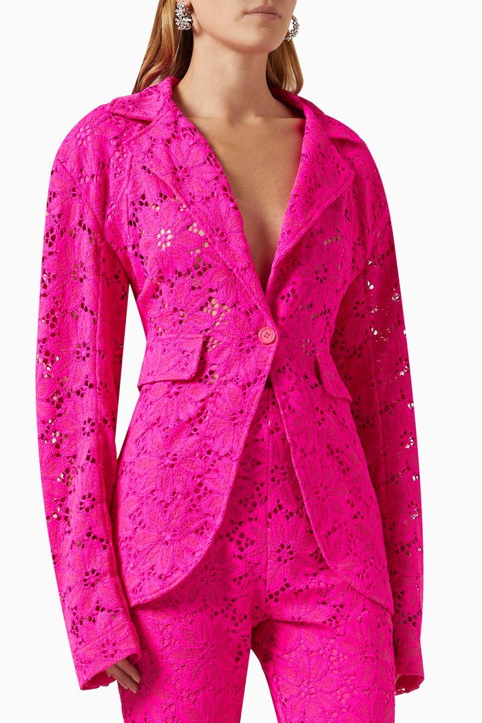 

Floral-appliqué Blazer in Lace, Pink