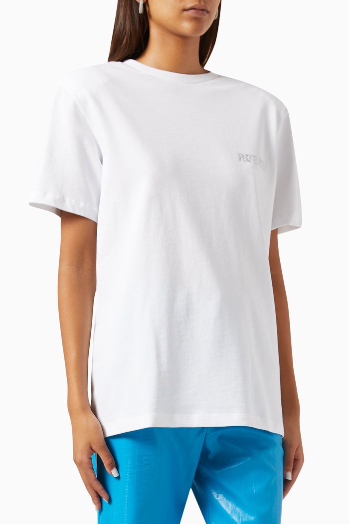 

Boxy Laser-cut T-shirt in Jersey, White