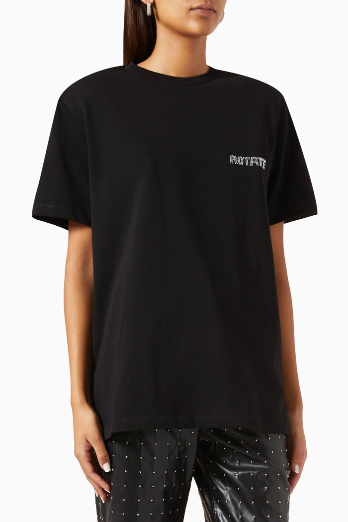 

Boxy Laser-cut T-shirt in Jersey, Black