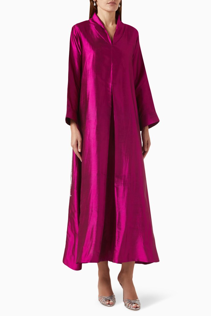Sequinned Fringe Dress in Taffeta, Pink