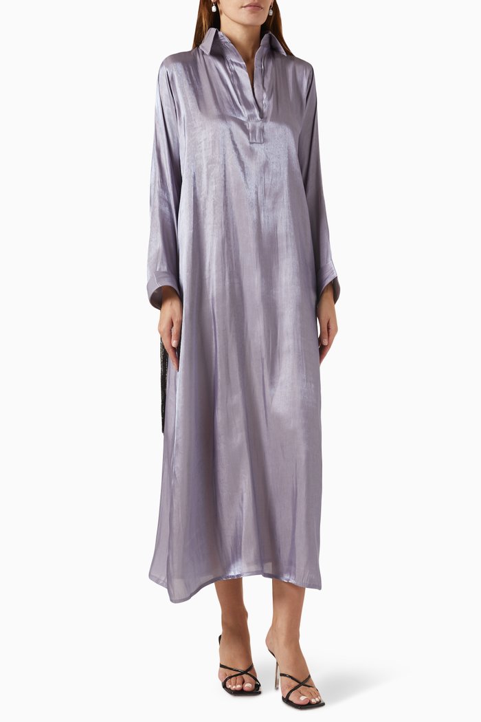 

Sequinned Fringe Dress in Silk, Purple