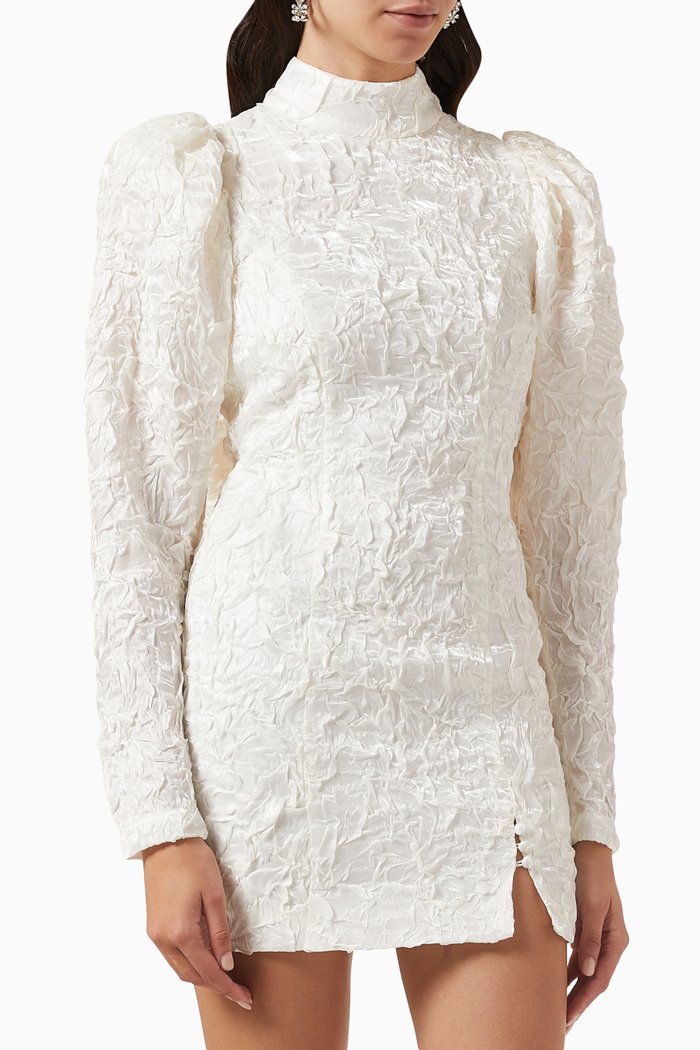 

Crinkled Cut-out Mini Dress, Neutral