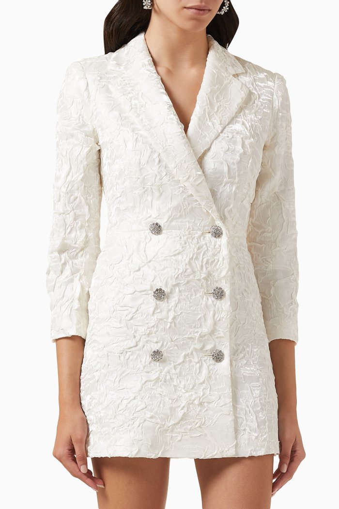 

Crinkled Blazer Mini Dress, Neutral