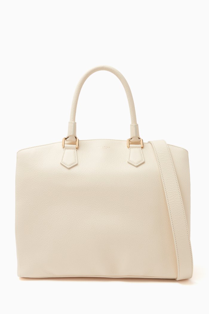 

Luna Zip Tote Bag in Rugiada Leather, White