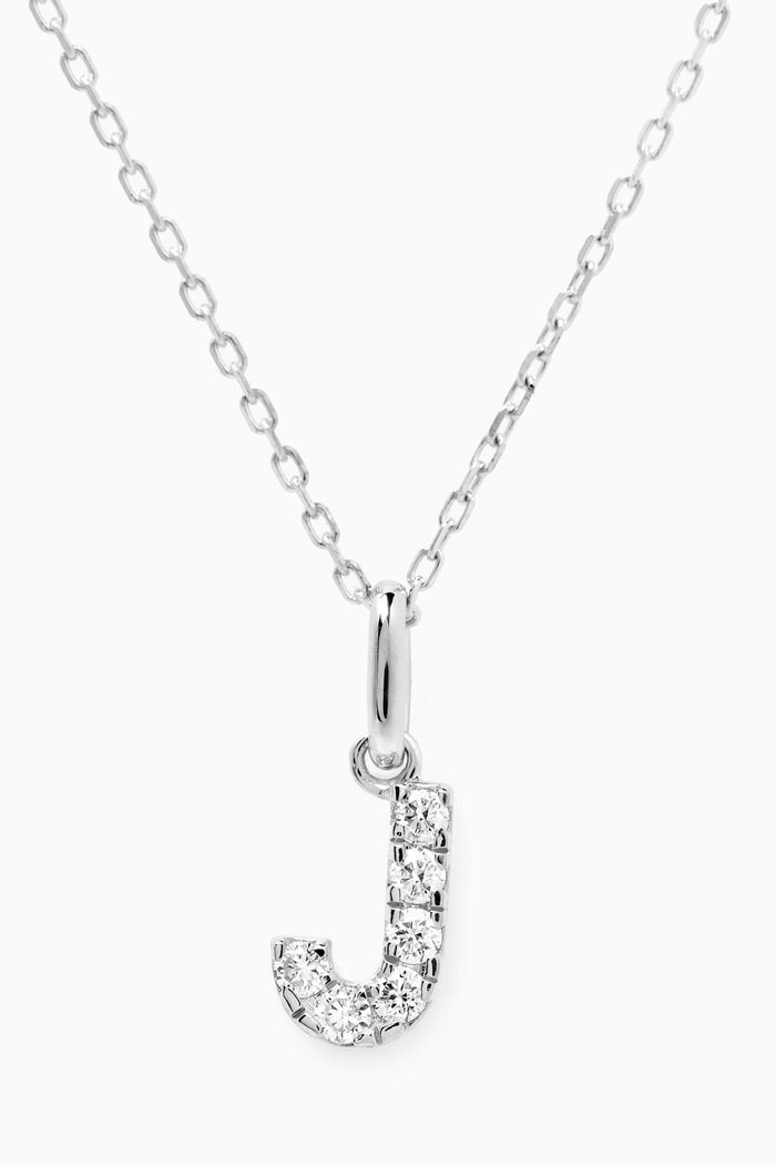 

J Letter Diamond Necklace in 18kt White Gold, Neutral