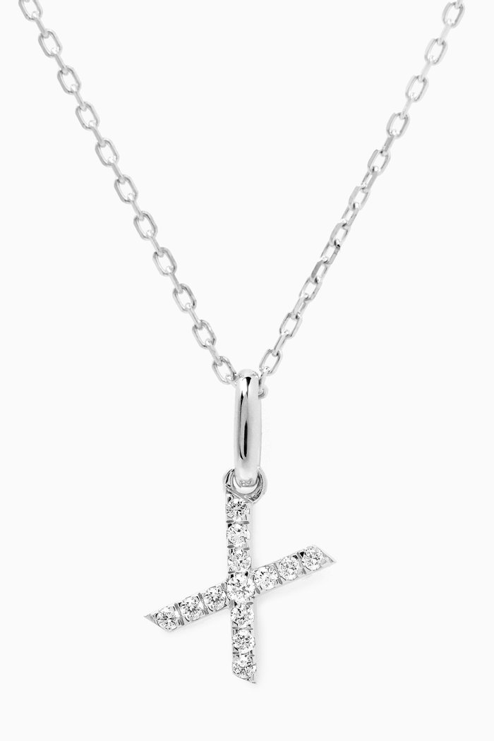 

X Letter Diamond Necklace in 18kt White Gold, Neutral