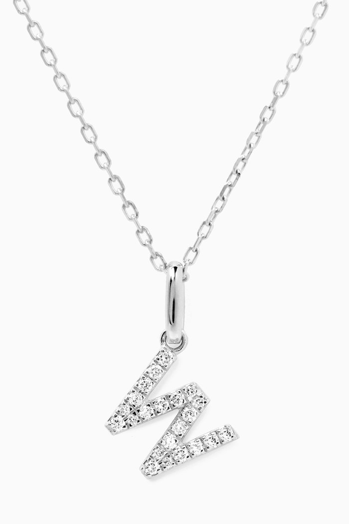 

W Letter Diamond Necklace in 18kt White Gold, Neutral