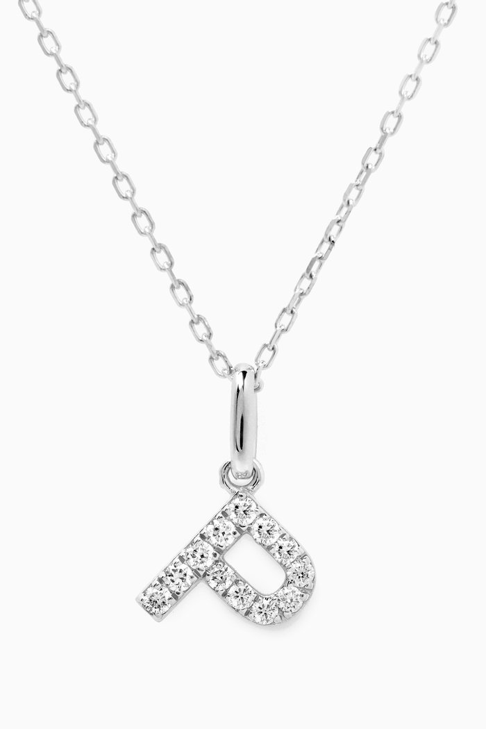 

P Letter Diamond Necklace in 18kt White Gold, Neutral