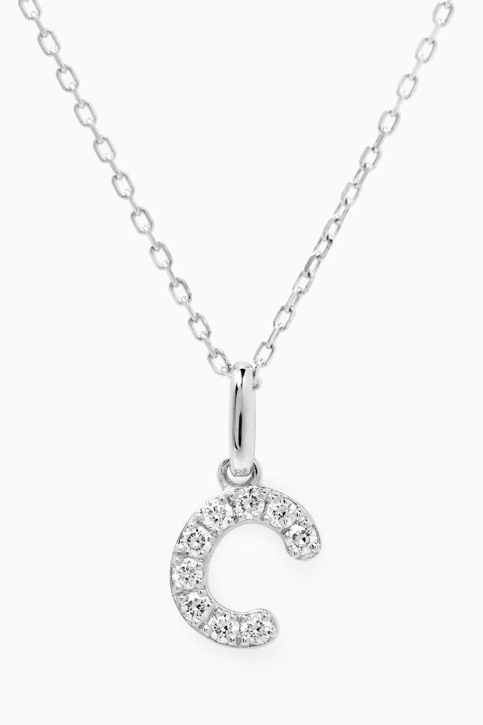 

C Letter Diamond Necklace in 18kt White Gold