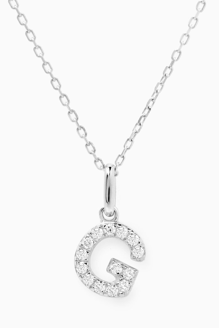

G Letter Diamond Necklace in 18kt White Gold
