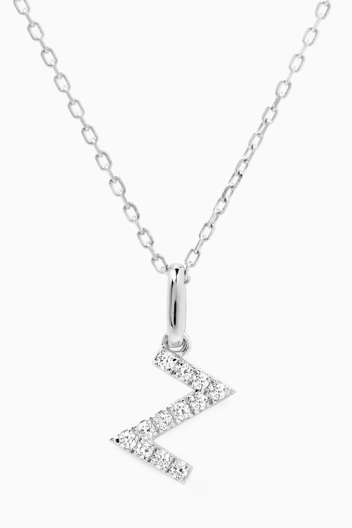 

Z Letter Diamond Necklace in 18kt White Gold, Neutral