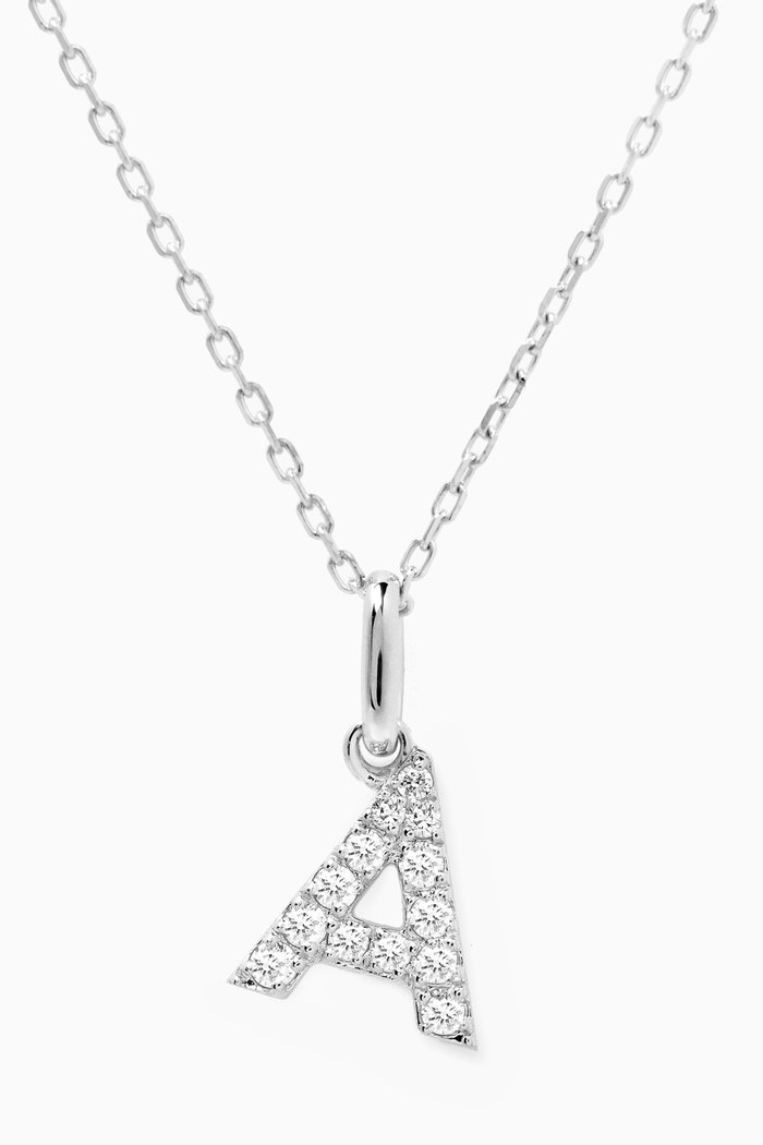 

A Letter Diamond Necklace in 18kt White Gold, Neutral