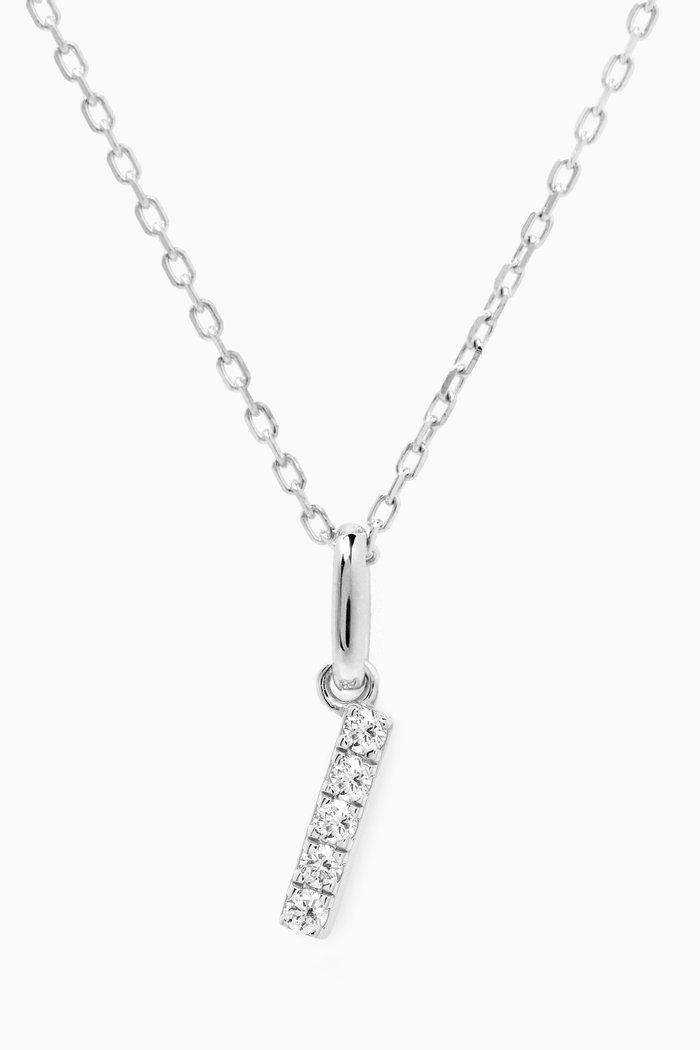 

I Letter Diamond Necklace in 18kt White Gold, Neutral