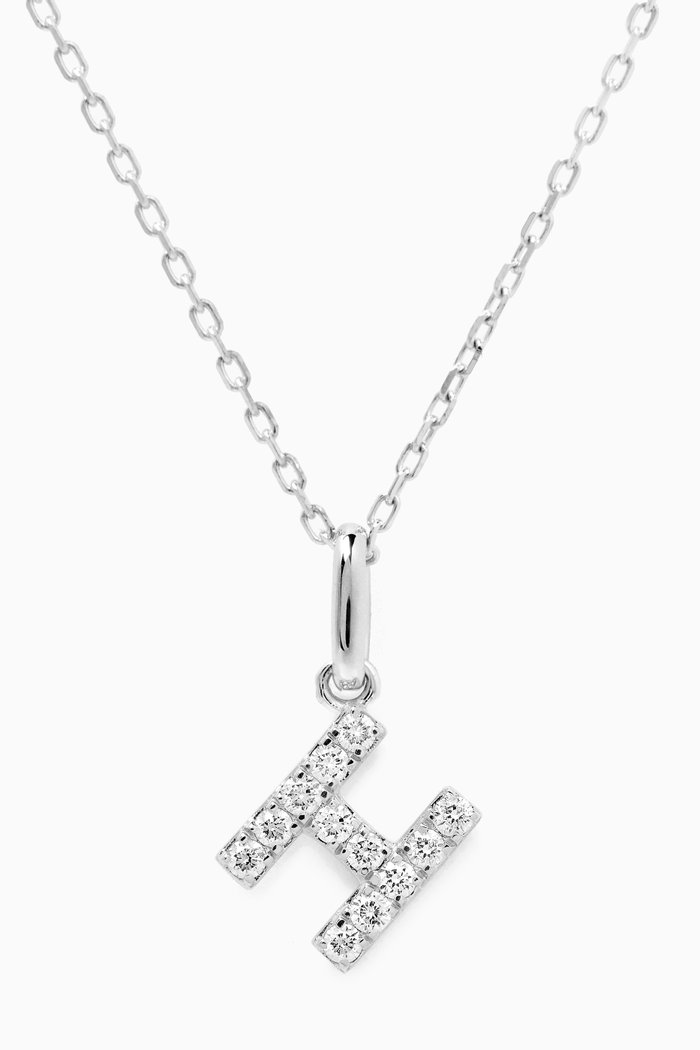 

H Letter Diamond Necklace in 18kt White Gold