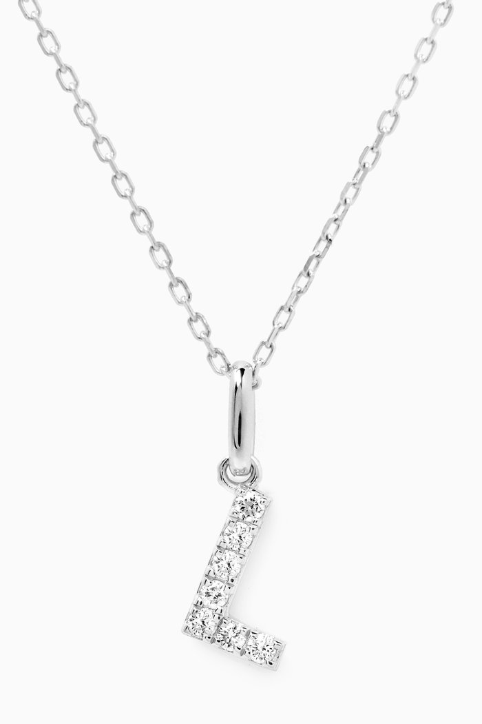 

L Letter Diamond Necklace in 18kt White Gold, Neutral