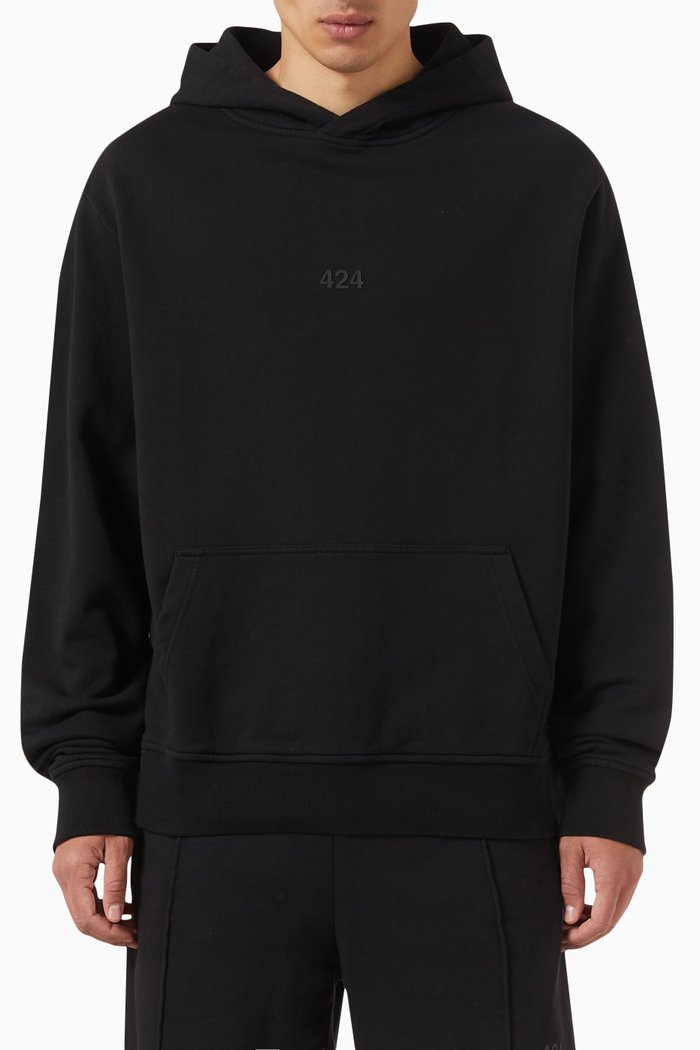 

Tonal Logo Hoodie in Fleece, Black