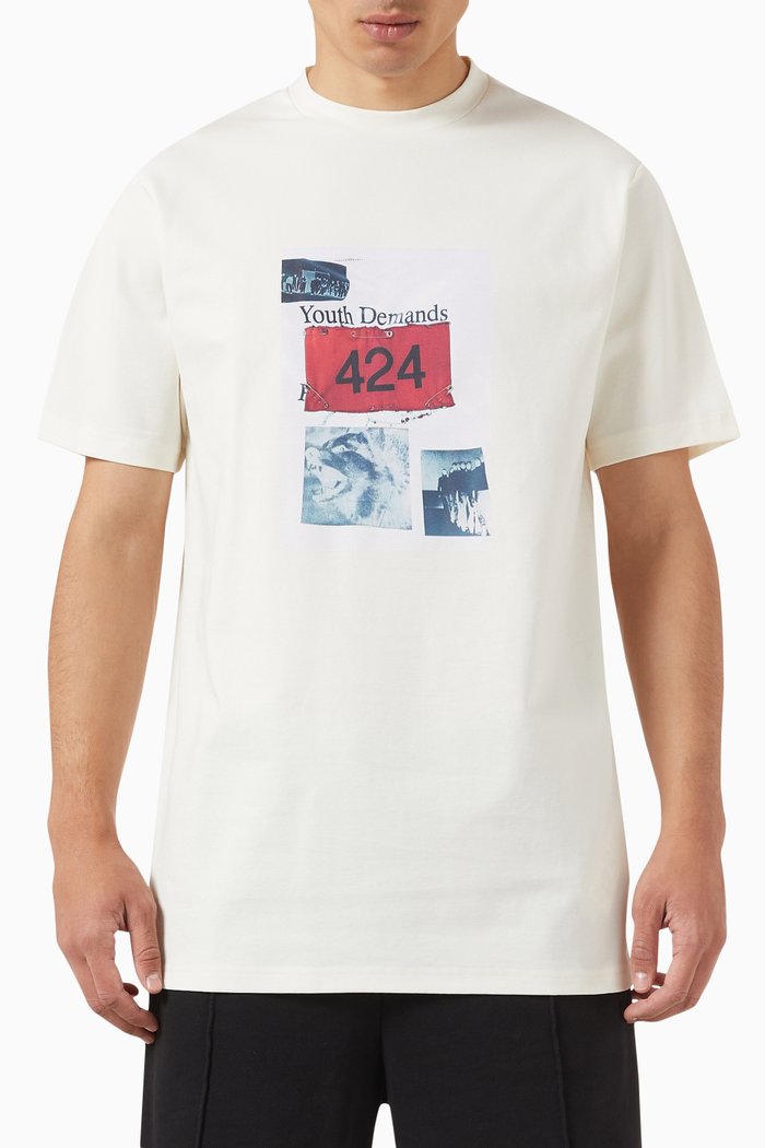 

Printed T-shirt in Cotton Jersey, White