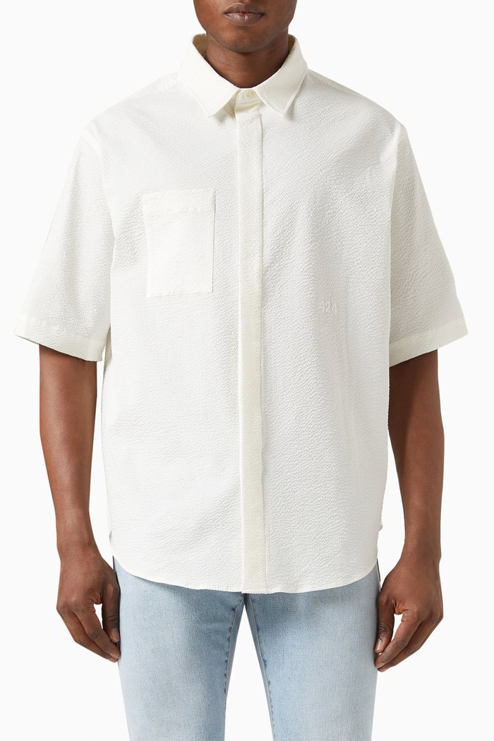 

Shirt in Textured Cotton, White