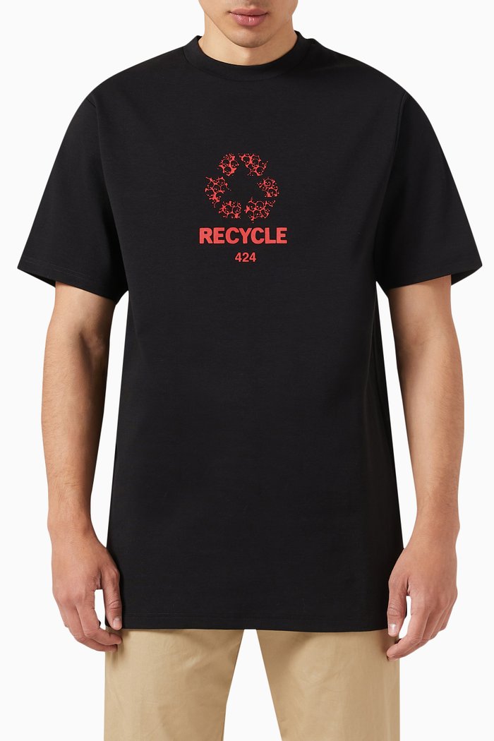 

Recycle Print T-shirt in Cotton Jersey, Black