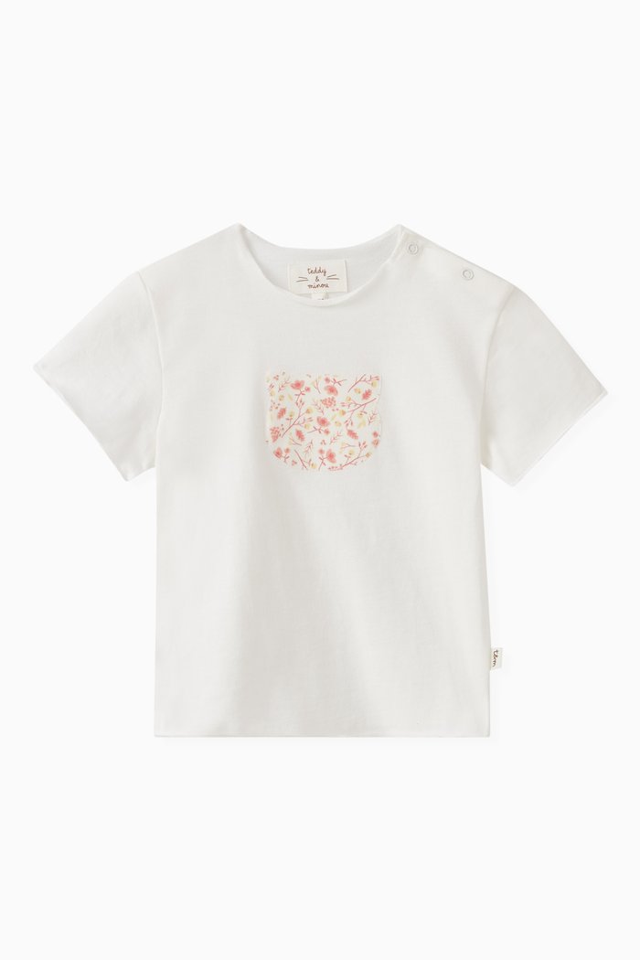 

Floral-embroidered T-shirt in Cotton, Pink