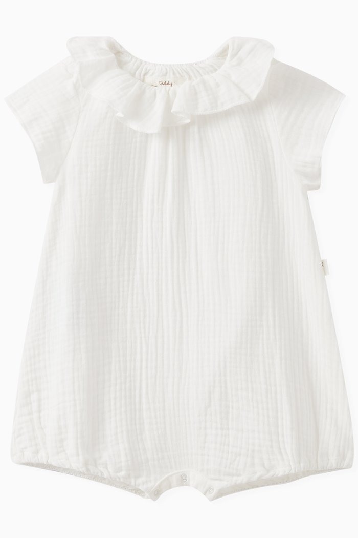 

Ruffled Romper in Cotton, White