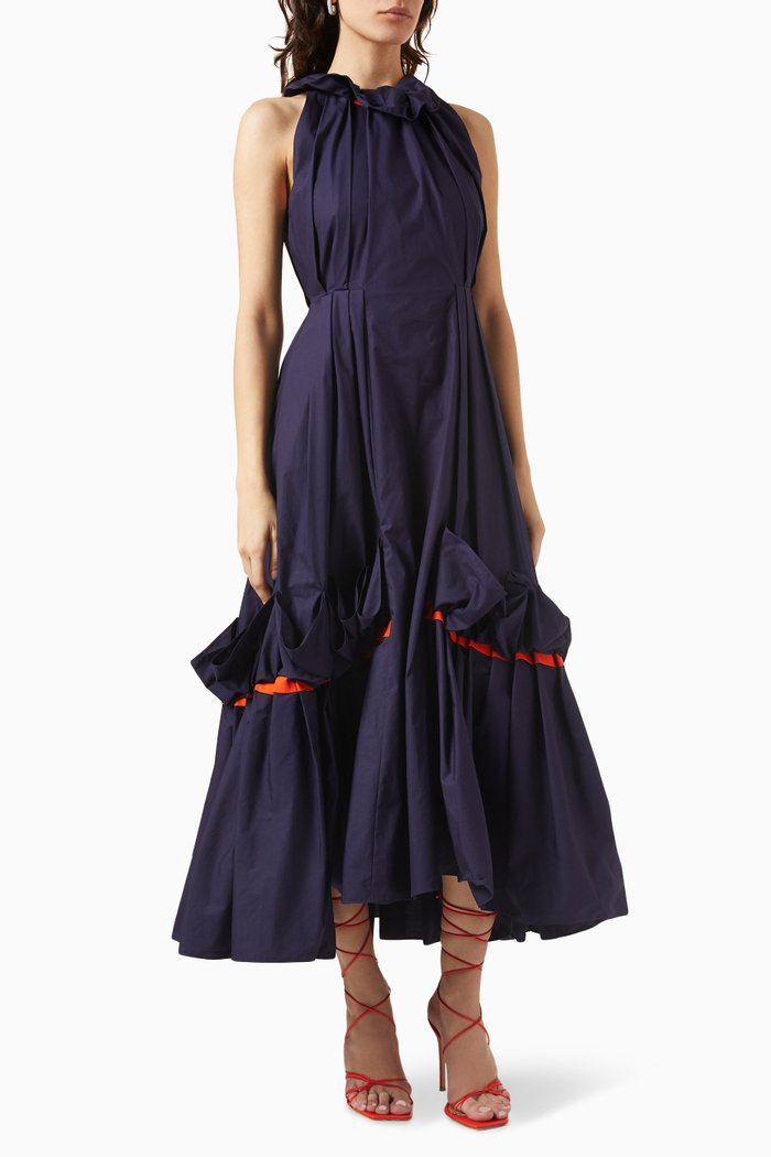 

Telopea Midi Dress in Crepe, Blue