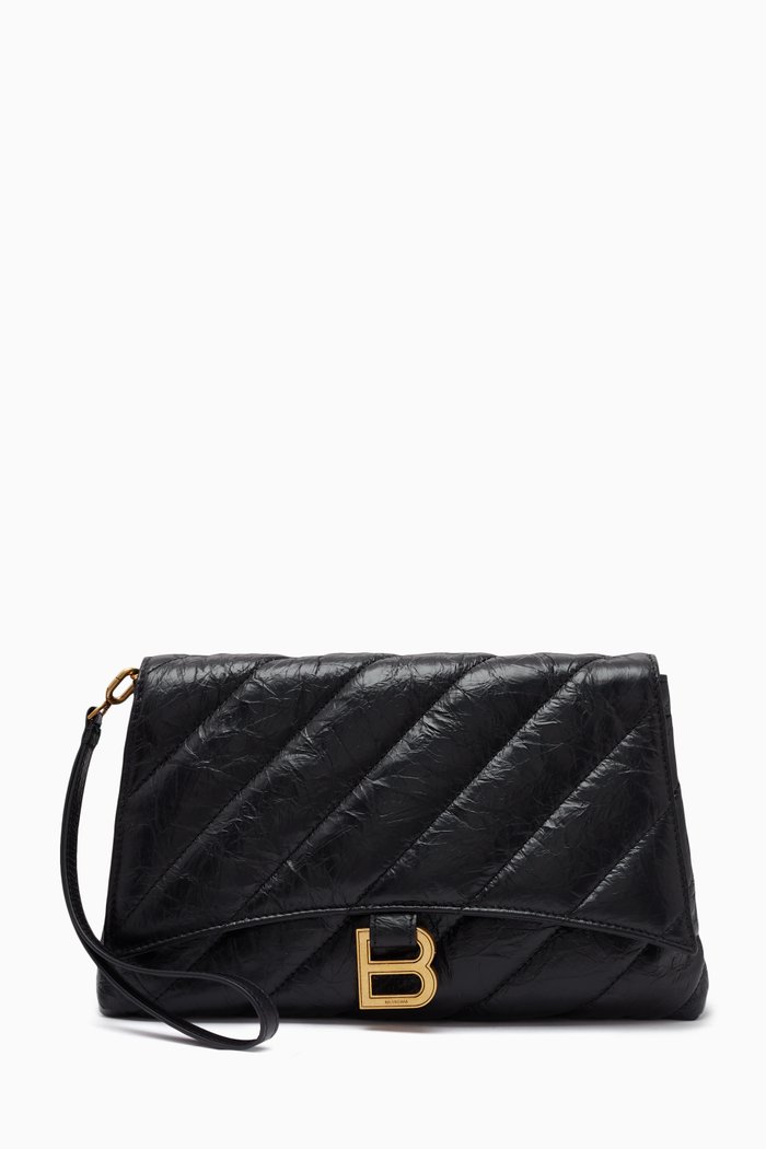 

Crush Medium Pouch in Quilted Leather, Black