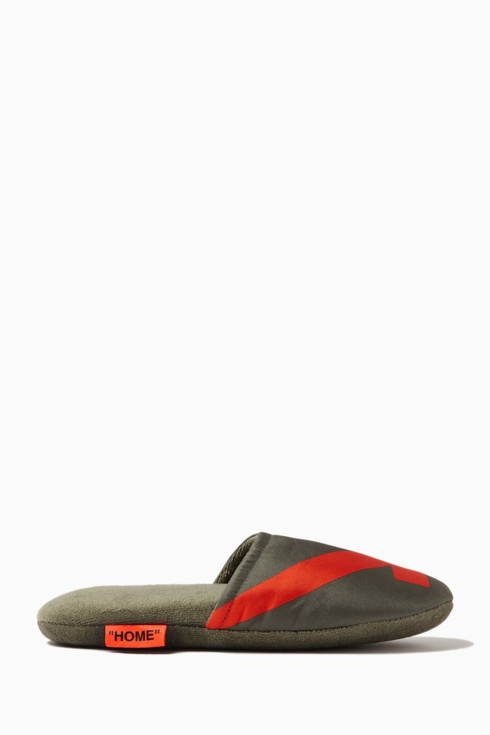 

"OOO" Arrow Slippers in Cotton, Green