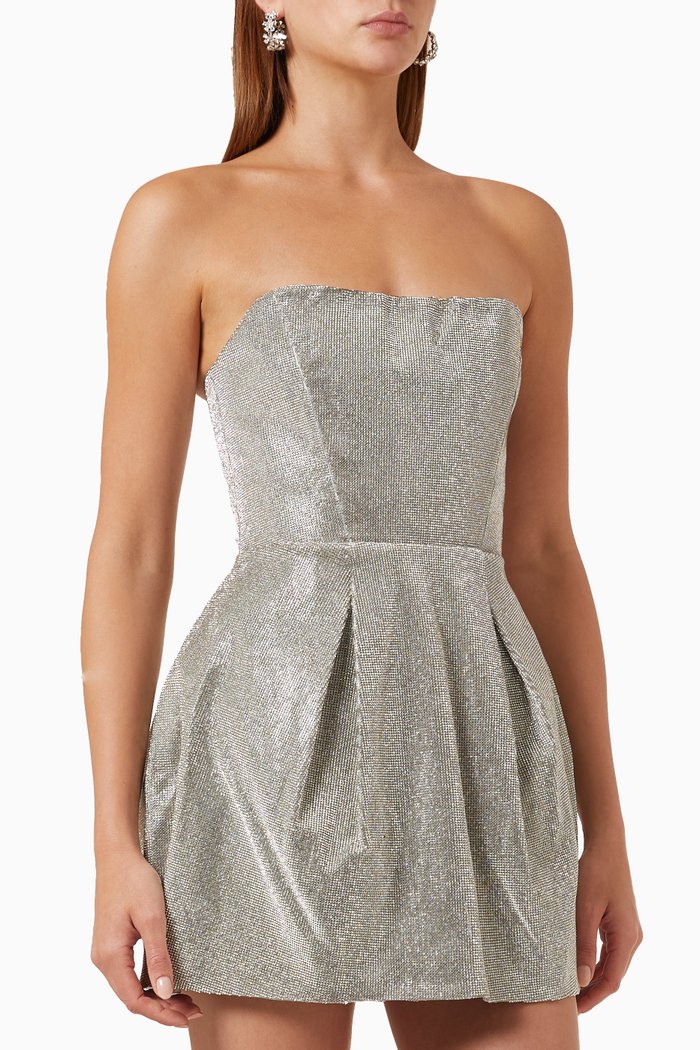 Diamond Corset Mini Dress, White