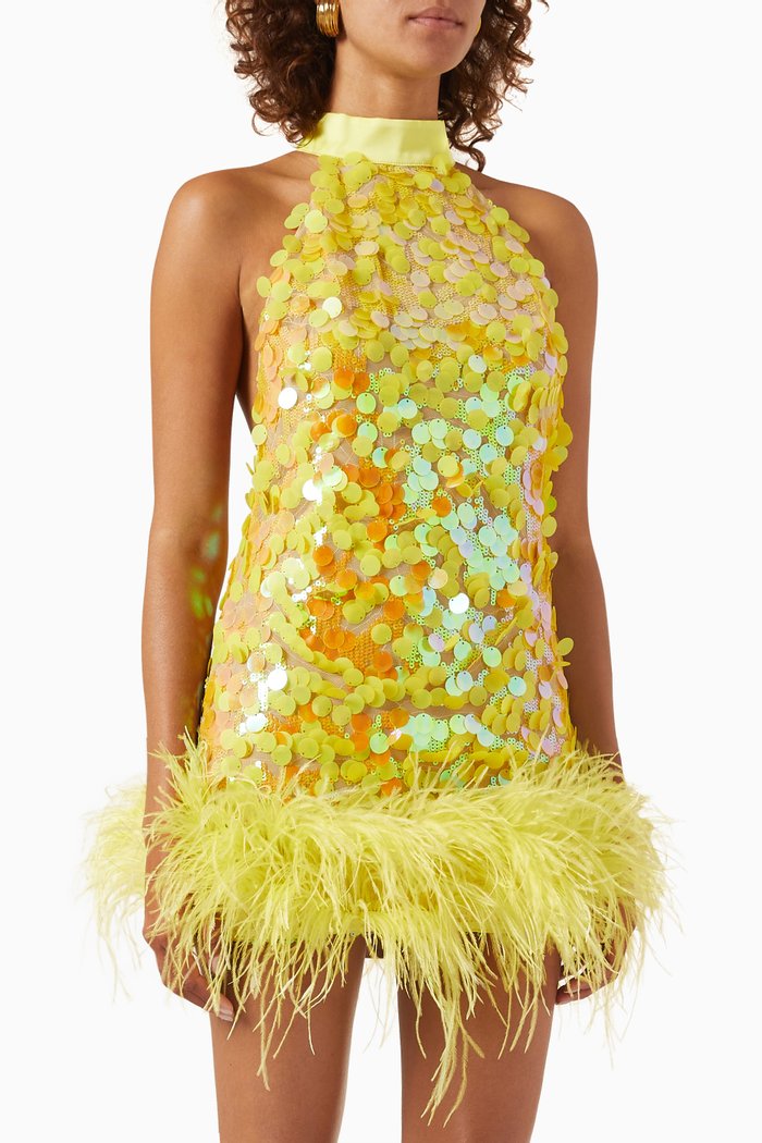 

Izzy Embellished Halterneck Mini Dress, Yellow