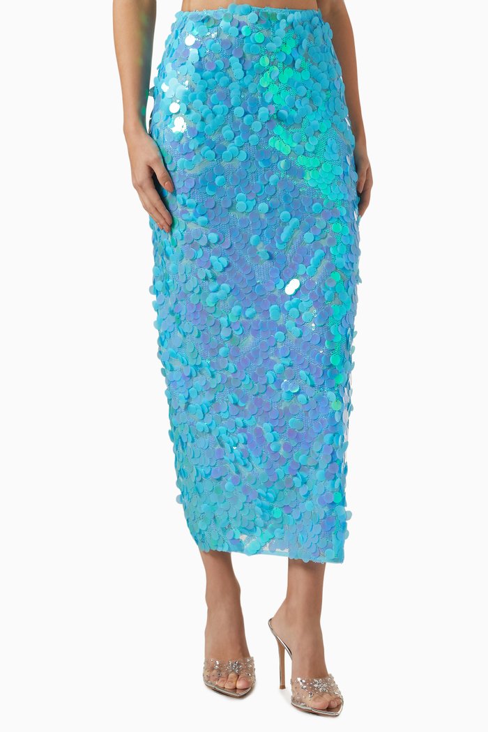 

Coco Midi Skirt in Mirror-sequins, Blue