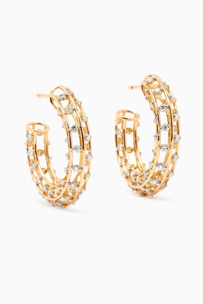 

Cage 2 Diamond Hoop Earrings in 18kt Gold, Yellow