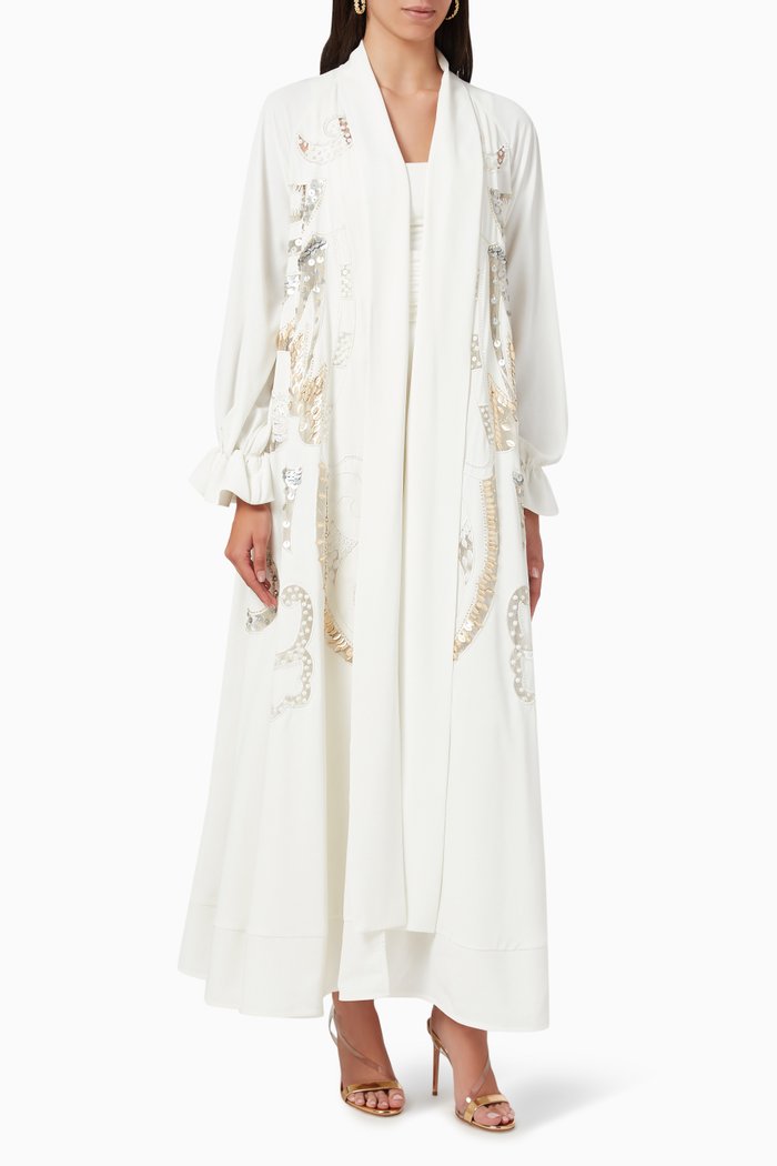 

Embellished Abaya, White