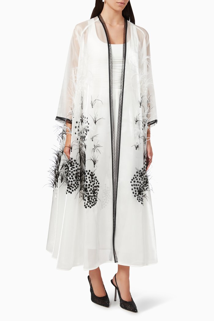 

Feather Abaya, White